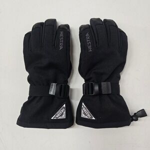 Hestra Mens Powder Gauntlet Gloves Sz 7 Black 5 Finger Leather Ski Snowboard